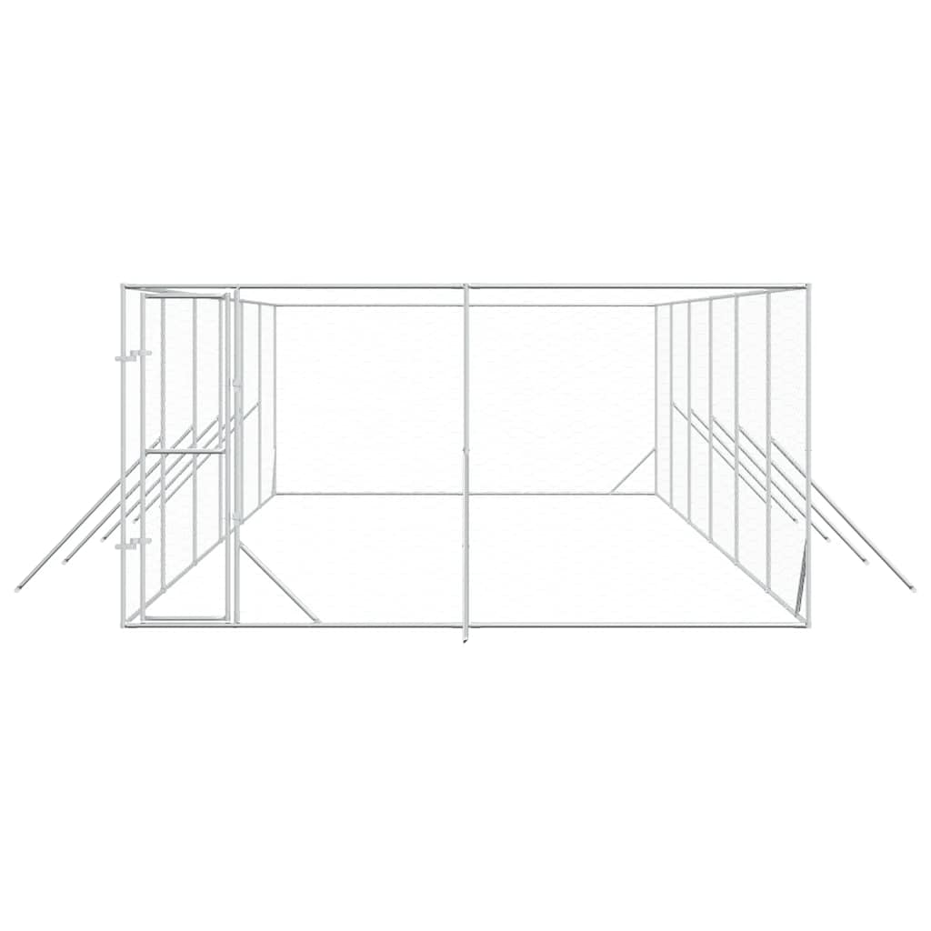 Padoc de exterior pentru câini argintiu 4x12x2m oțel galvanizat GartenMobel Dekor