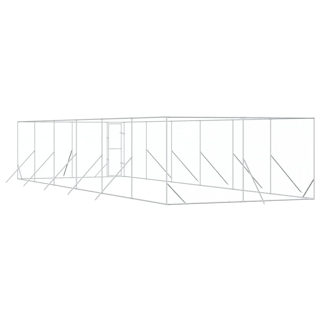 Padoc de exterior pentru câini argintiu 4x12x2m oțel galvanizat GartenMobel Dekor