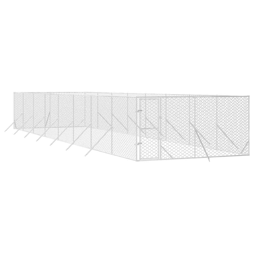 Padoc de exterior pentru câini argintiu 4x16x2m oțel galvanizat GartenMobel Dekor
