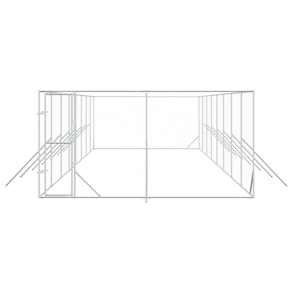 Padoc de exterior pentru câini argintiu 4x16x2m oțel galvanizat GartenMobel Dekor