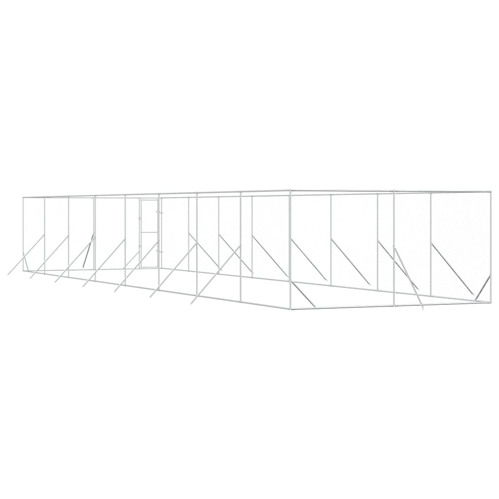 Padoc de exterior pentru câini argintiu 4x16x2m oțel galvanizat GartenMobel Dekor