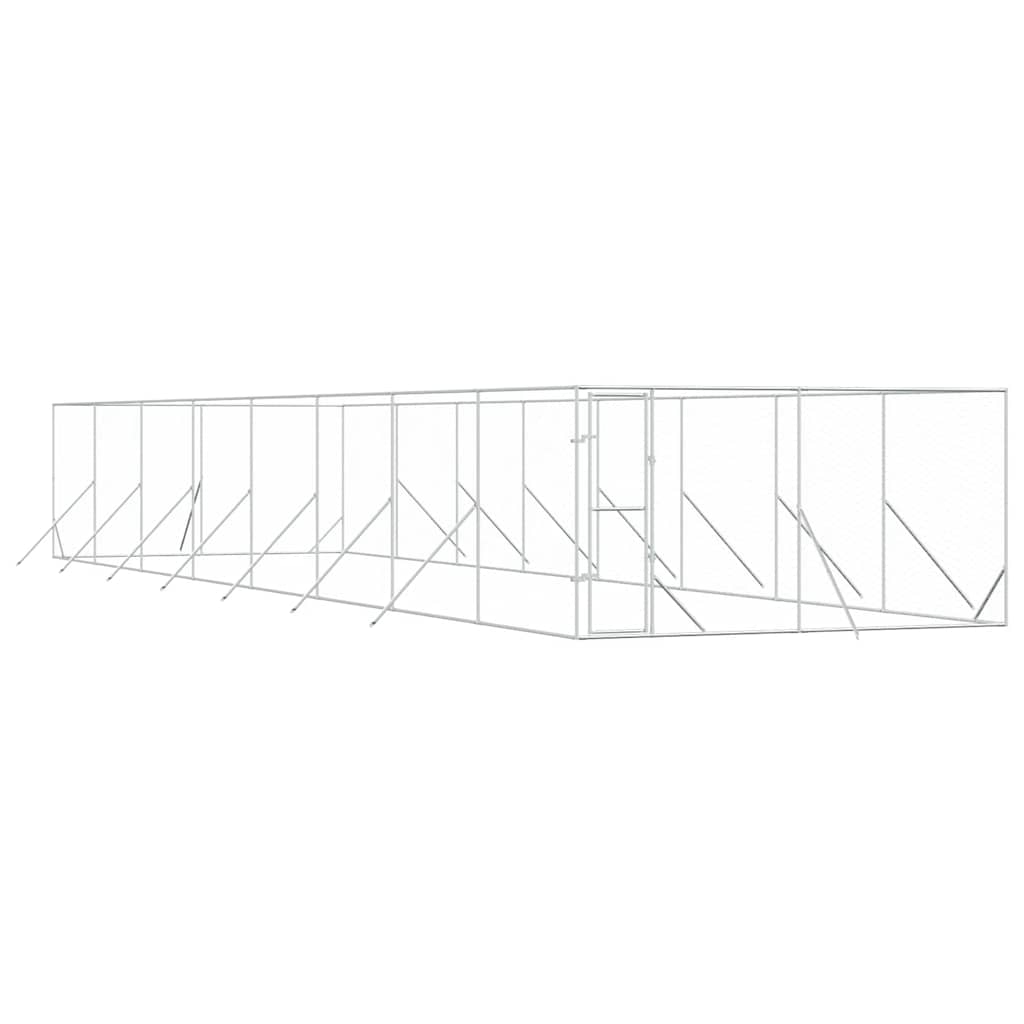 Padoc de exterior pentru câini argintiu 4x16x2m oțel galvanizat GartenMobel Dekor