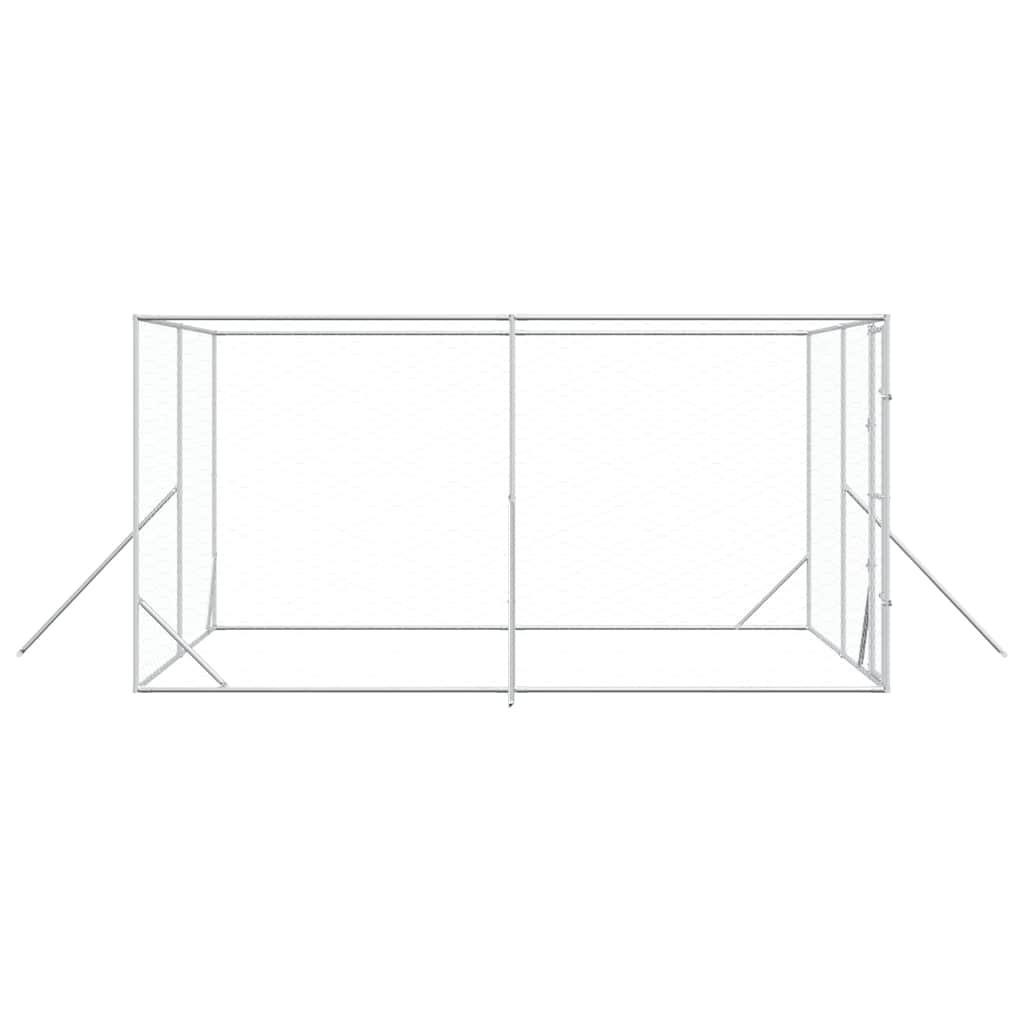 Padoc de exterior pentru câini argintiu 4x4x2 m oțel galvanizat GartenMobel Dekor