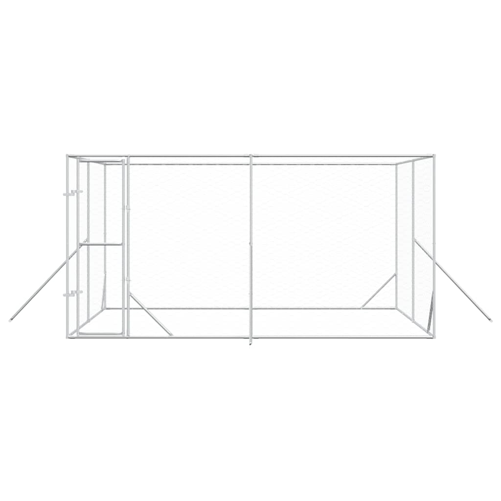 Padoc de exterior pentru câini argintiu 4x4x2 m oțel galvanizat GartenMobel Dekor