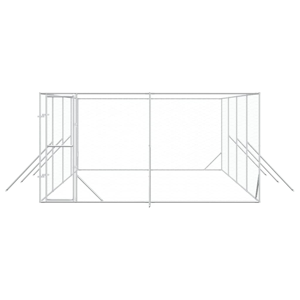 Padoc de exterior pentru câini argintiu 4x8x2 m oțel galvanizat GartenMobel Dekor