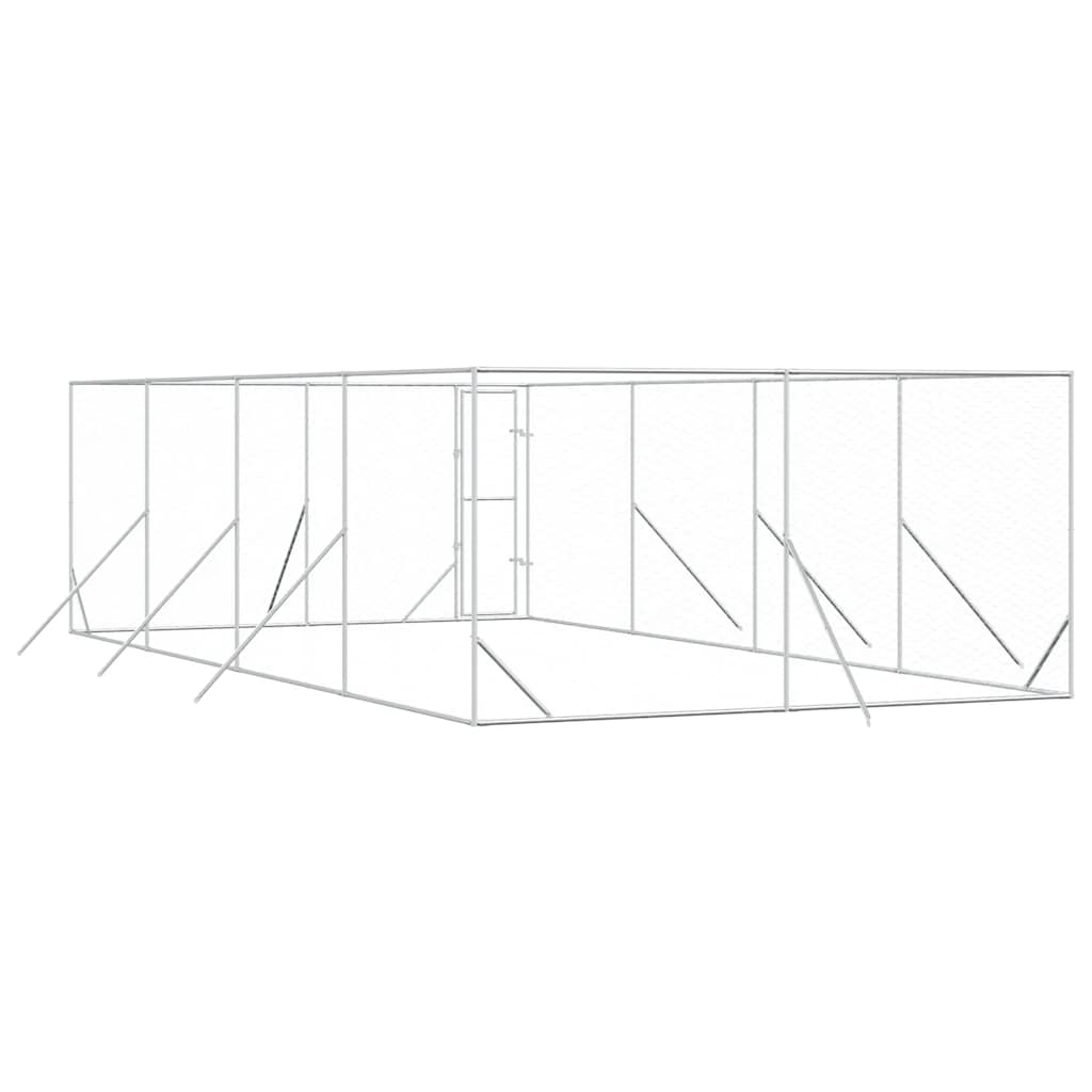 Padoc de exterior pentru câini argintiu 4x8x2 m oțel galvanizat GartenMobel Dekor