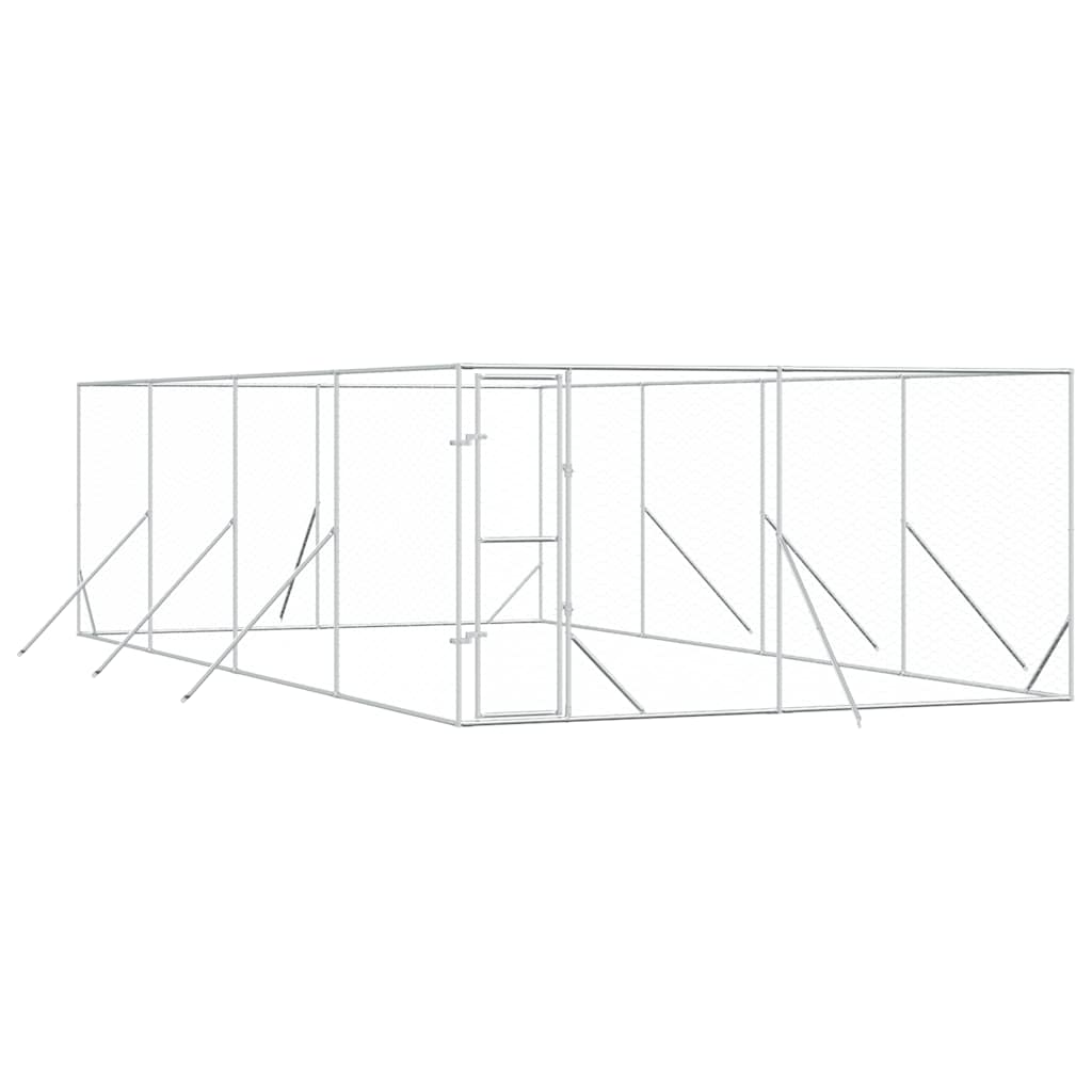 Padoc de exterior pentru câini argintiu 4x8x2 m oțel galvanizat GartenMobel Dekor