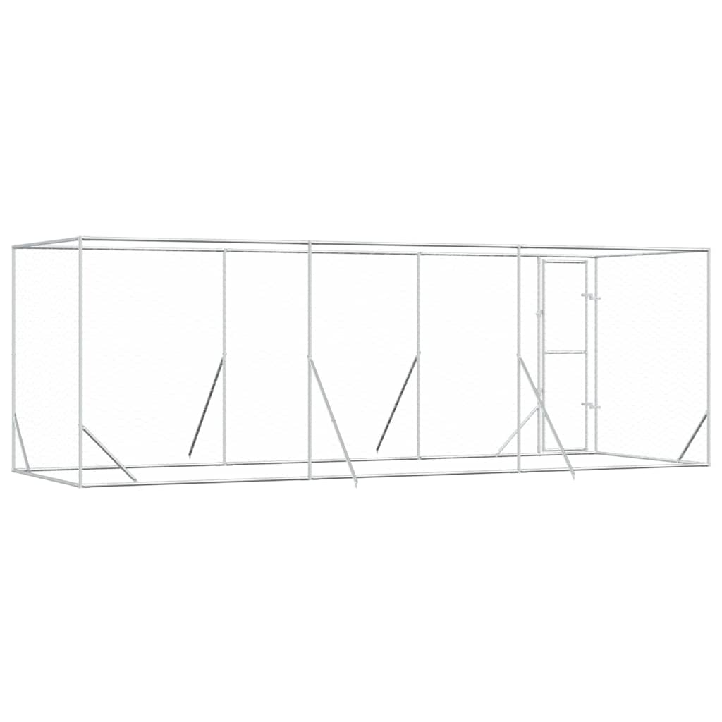 Padoc de exterior pentru câini argintiu 6x2x2 m oțel galvanizat GartenMobel Dekor