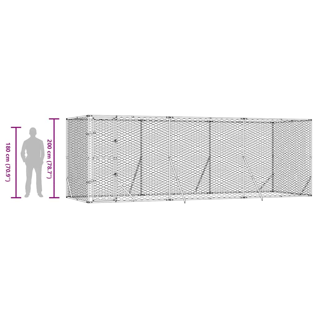 Padoc de exterior pentru câini argintiu 6x2x2 m oțel galvanizat GartenMobel Dekor