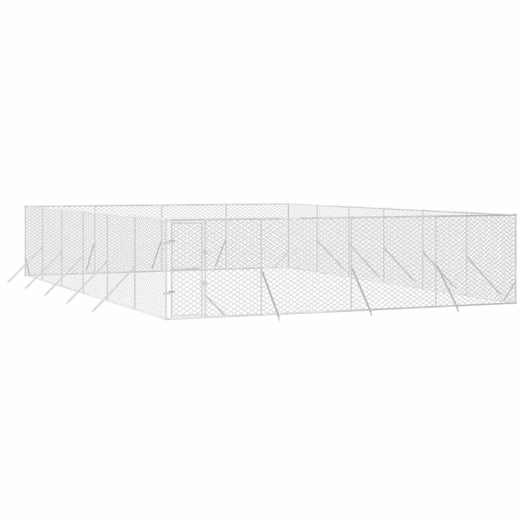 Padoc de exterior pentru câini argintiu 8x12x2m oțel galvanizat GartenMobel Dekor