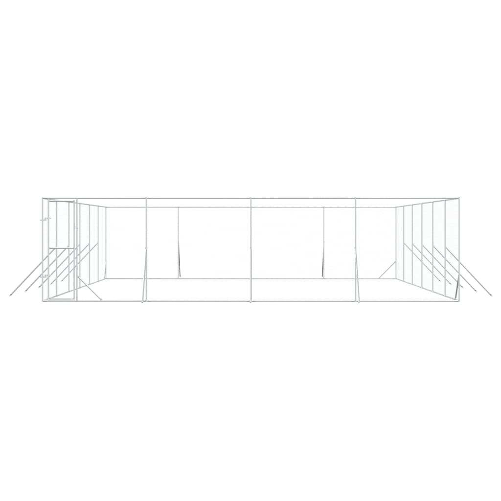 Padoc de exterior pentru câini argintiu 8x12x2m oțel galvanizat GartenMobel Dekor