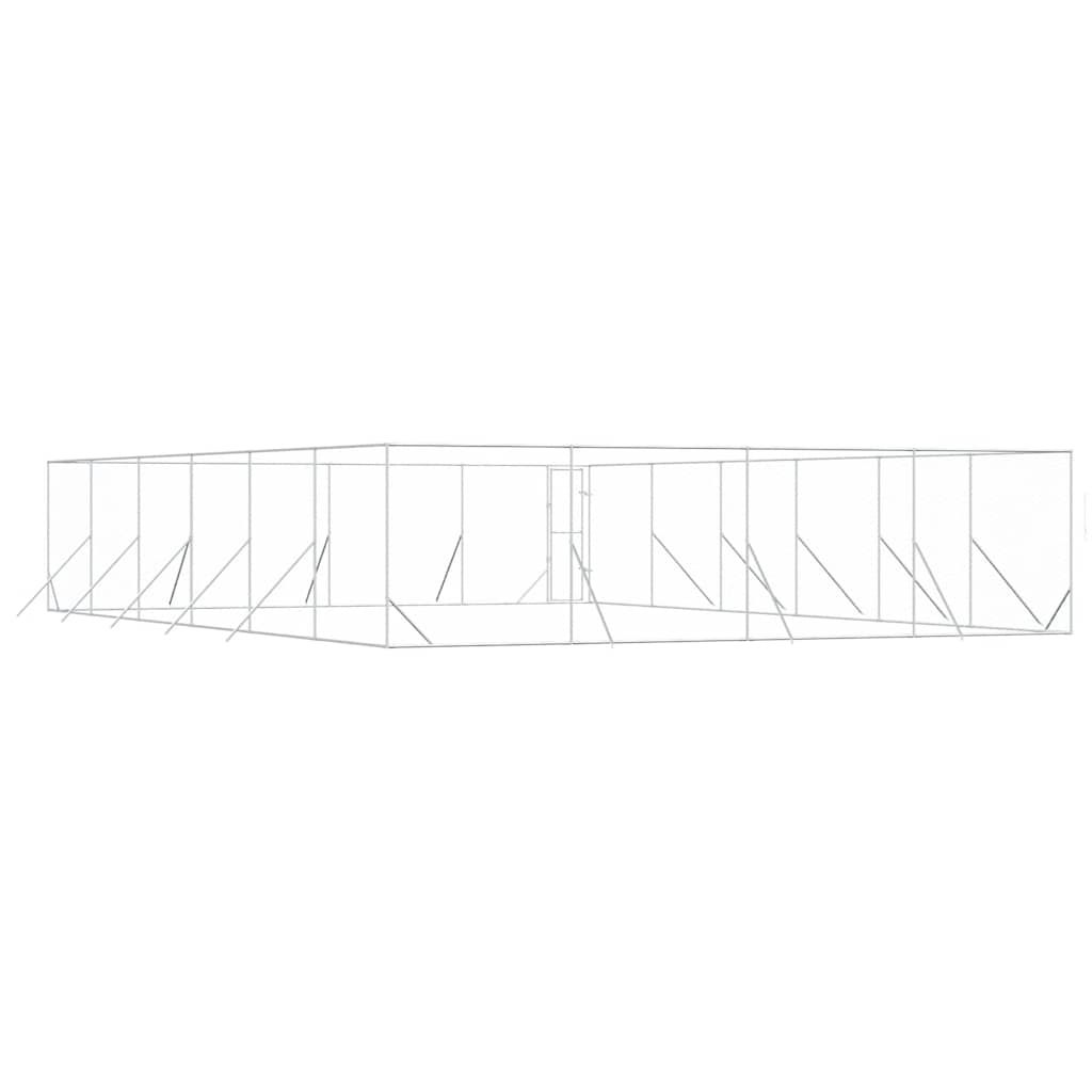 Padoc de exterior pentru câini argintiu 8x12x2m oțel galvanizat GartenMobel Dekor