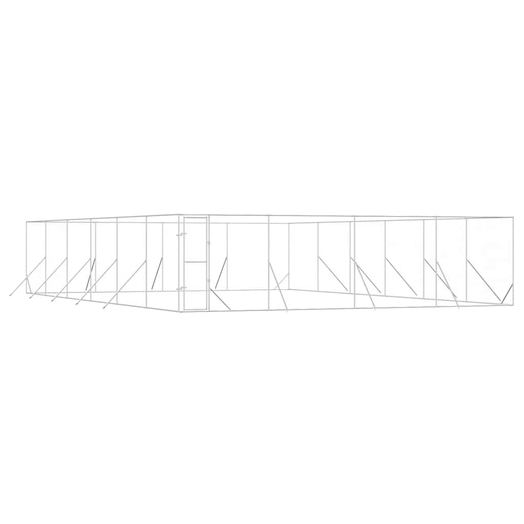 Padoc de exterior pentru câini argintiu 8x12x2m oțel galvanizat GartenMobel Dekor