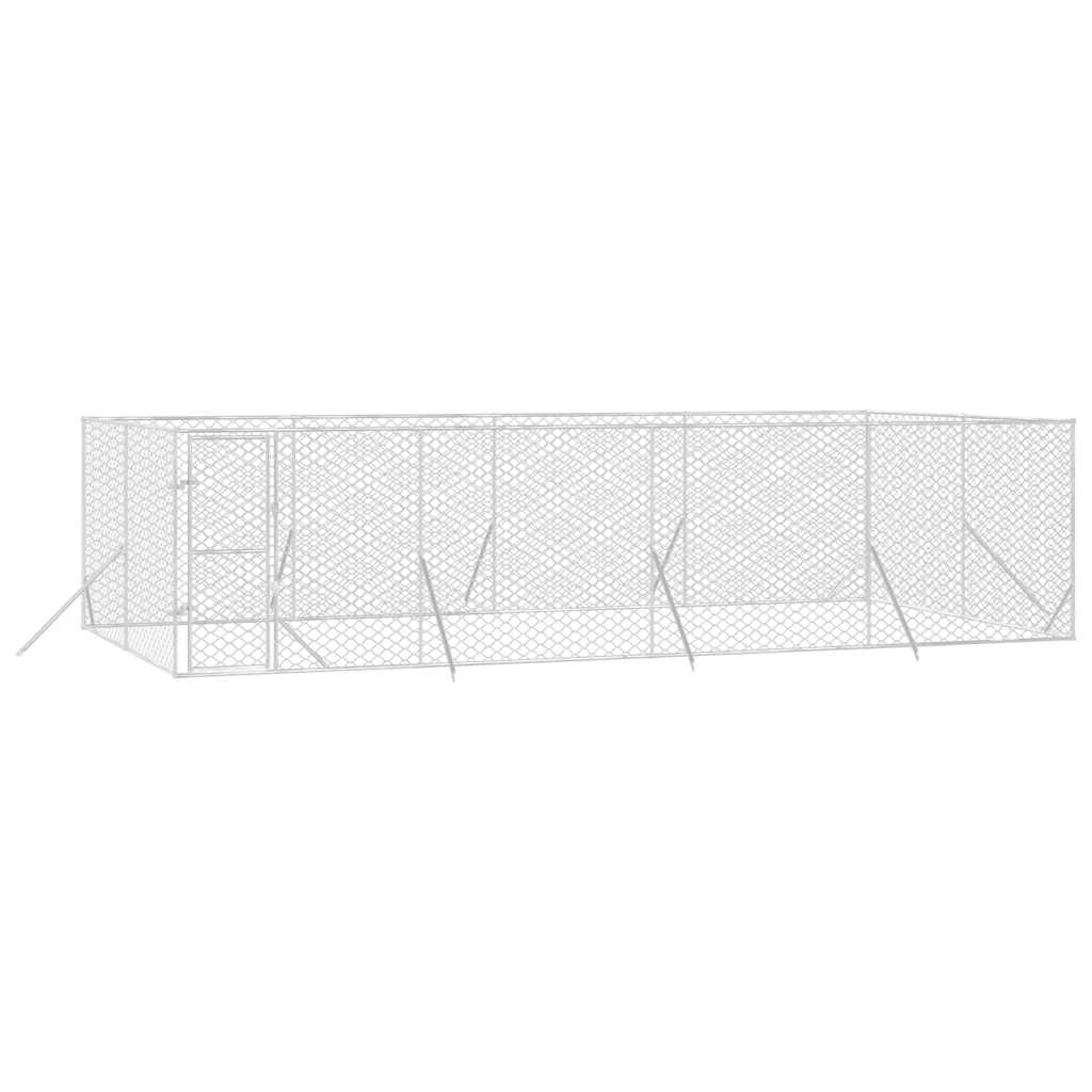 Padoc de exterior pentru câini argintiu 8x4x2 m oțel galvanizat GartenMobel Dekor