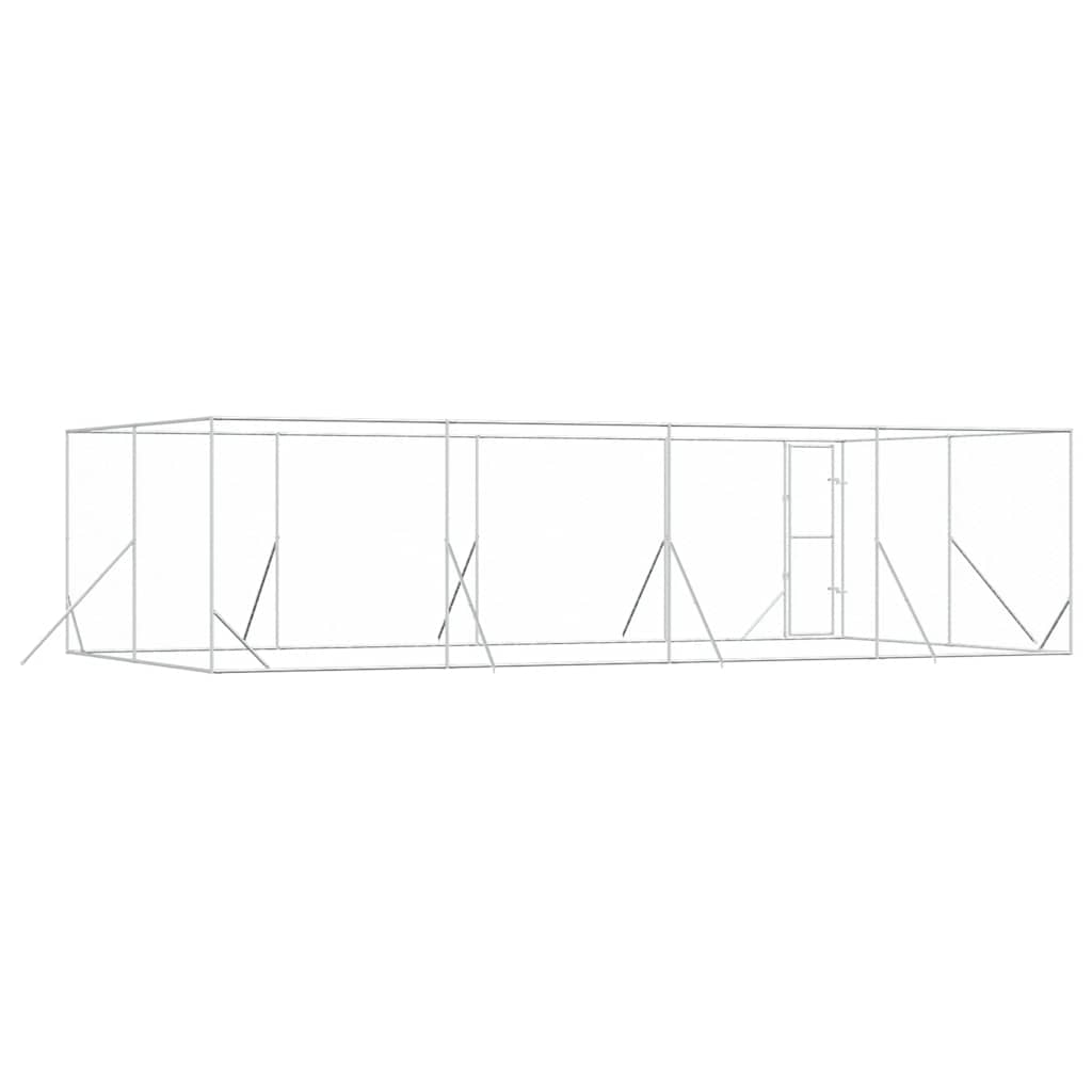 Padoc de exterior pentru câini argintiu 8x4x2 m oțel galvanizat GartenMobel Dekor