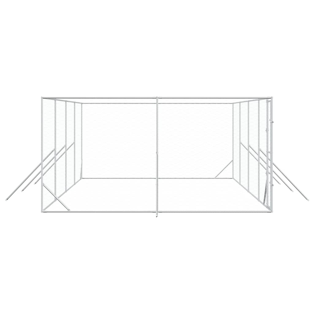 Padoc de exterior pentru câini argintiu 8x4x2 m oțel galvanizat GartenMobel Dekor