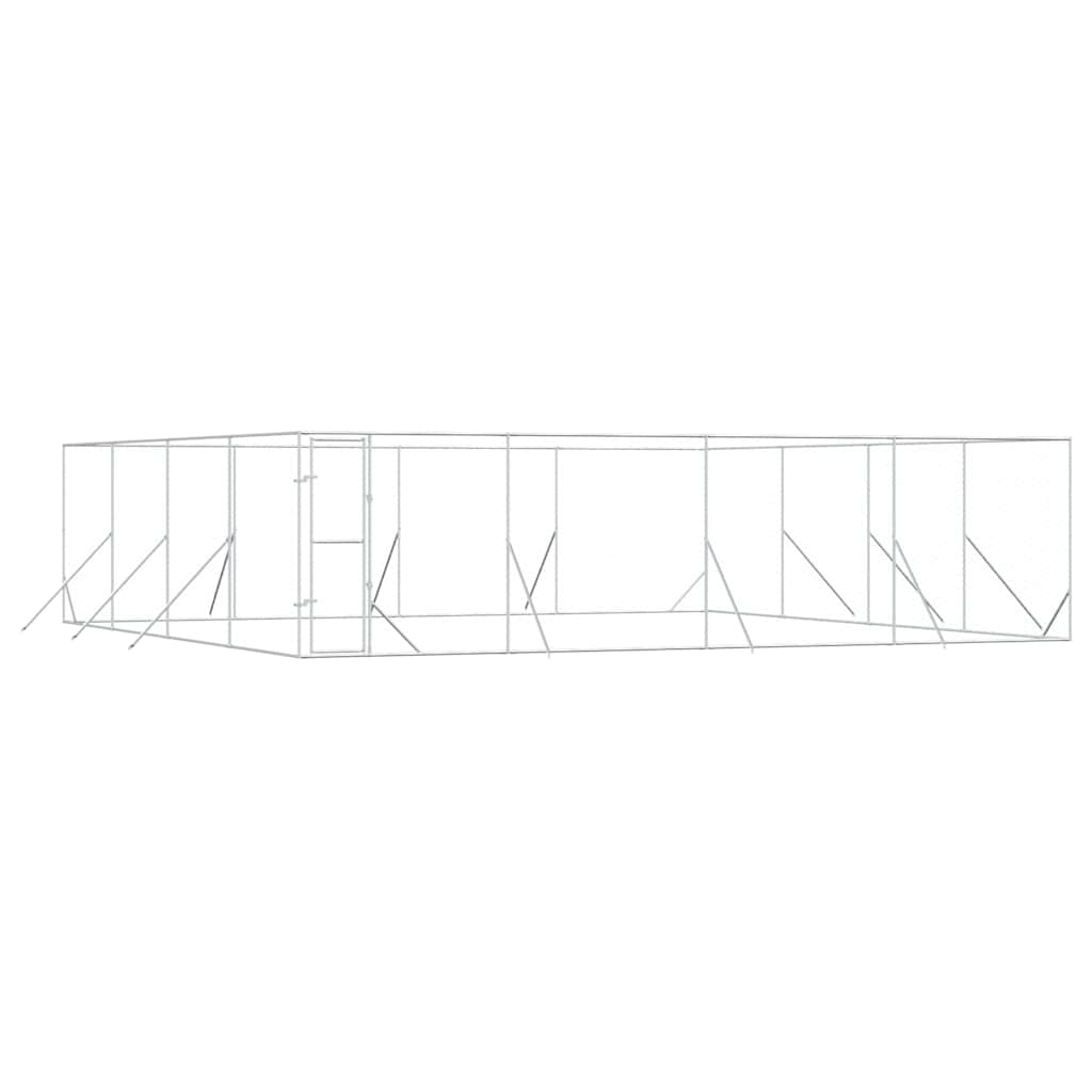 Padoc de exterior pentru câini argintiu 8x8x2 m oțel galvanizat GartenMobel Dekor