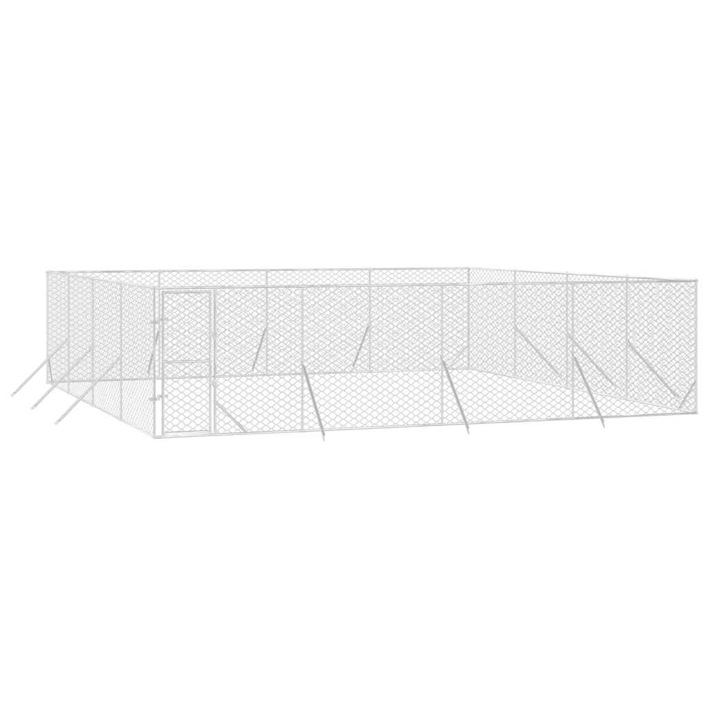 Padoc de exterior pentru câini argintiu 8x8x2 m oțel galvanizat GartenMobel Dekor