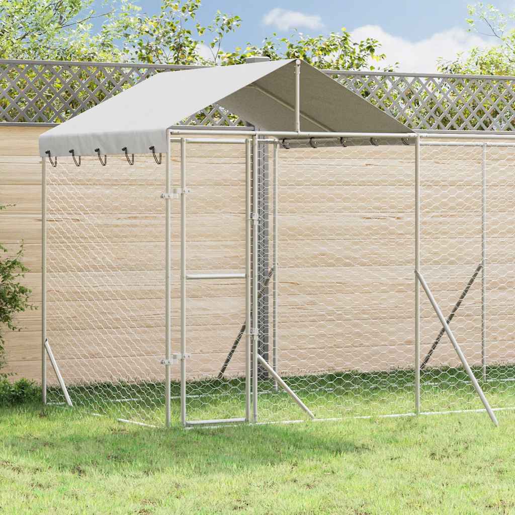 Padoc exterior cu acoperiș argintiu 10x2x2,5 m oțel galvanizat GartenMobel Dekor
