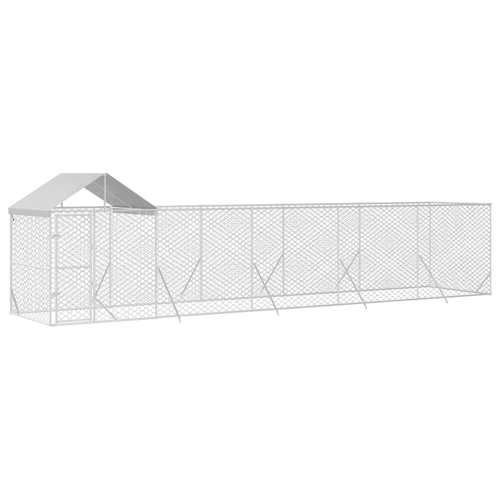Padoc exterior cu acoperiș argintiu 10x2x2,5 m oțel galvanizat GartenMobel Dekor