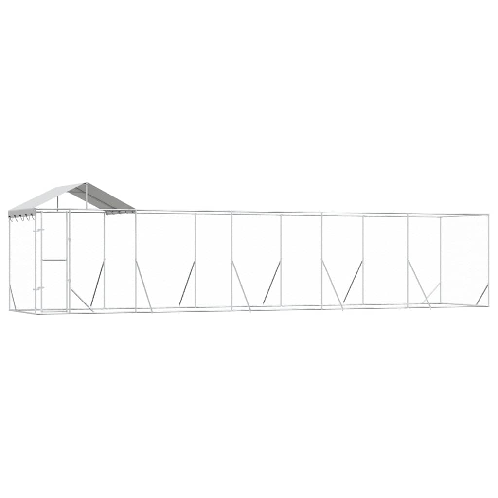 Padoc exterior cu acoperiș argintiu 10x2x2,5 m oțel galvanizat GartenMobel Dekor