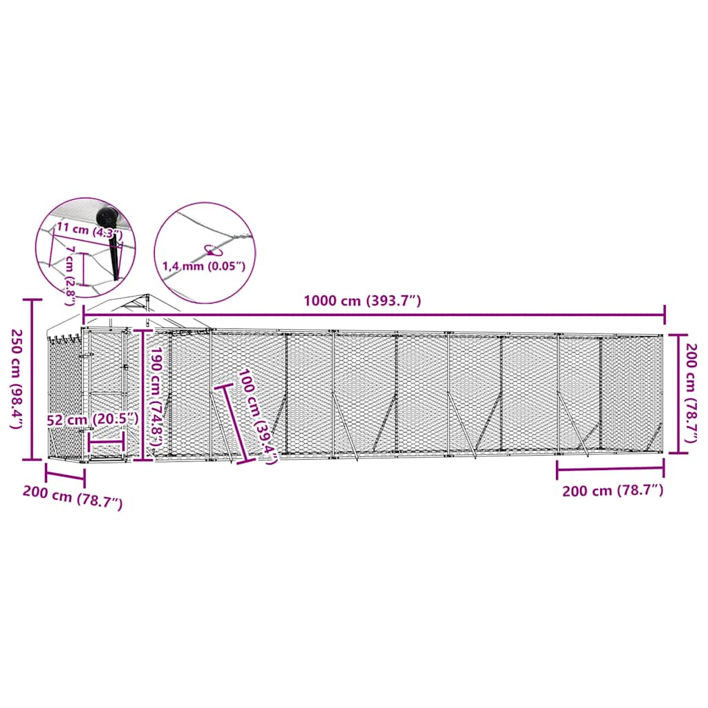 Padoc exterior cu acoperiș argintiu 10x2x2,5 m oțel galvanizat GartenMobel Dekor