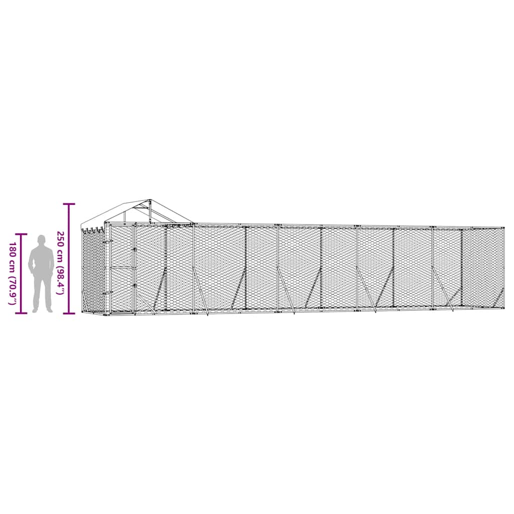 Padoc exterior cu acoperiș argintiu 10x2x2,5 m oțel galvanizat GartenMobel Dekor