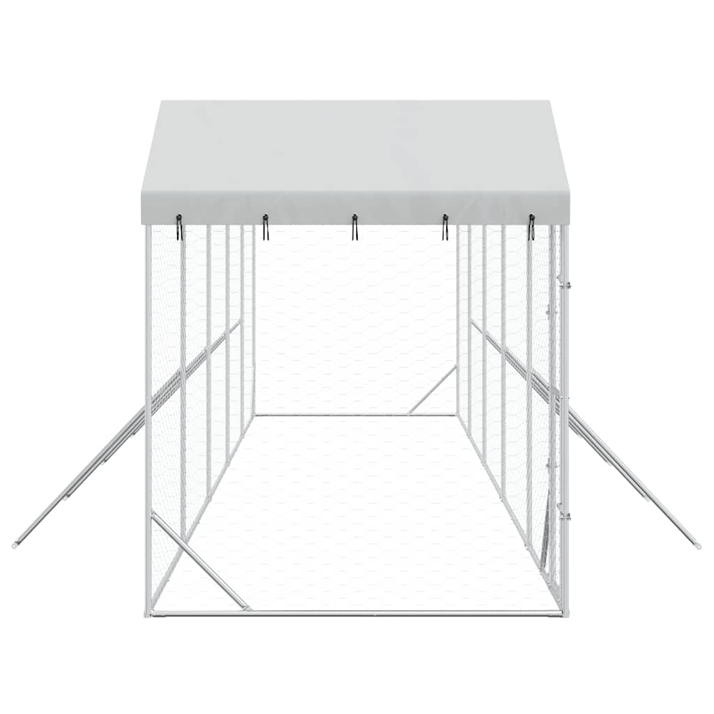 Padoc exterior cu acoperiș argintiu 10x2x2,5 m oțel galvanizat GartenMobel Dekor