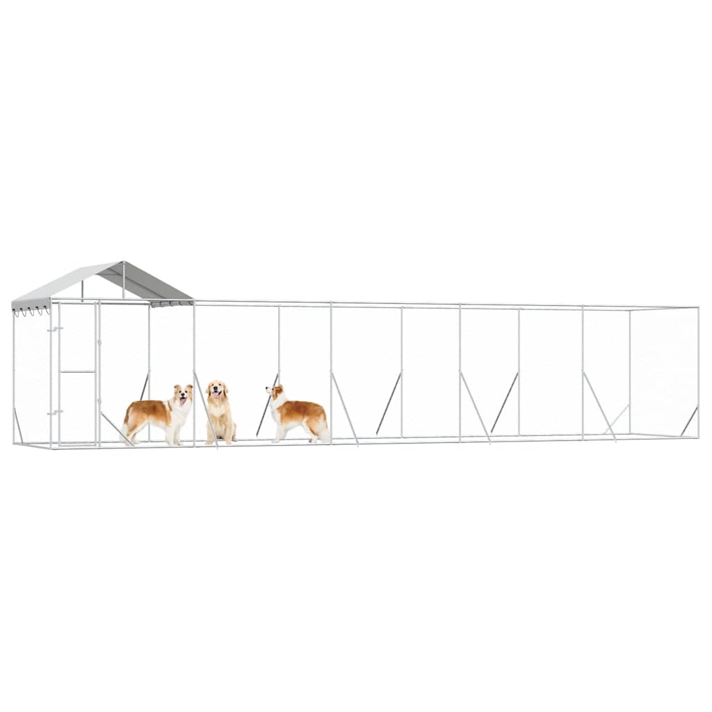 Padoc exterior cu acoperiș argintiu 10x2x2,5 m oțel galvanizat GartenMobel Dekor