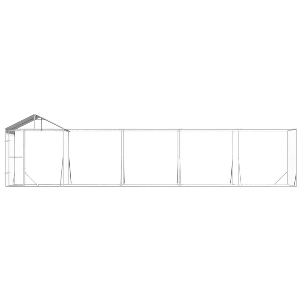 Padoc exterior cu acoperiș argintiu 10x2x2,5 m oțel galvanizat GartenMobel Dekor