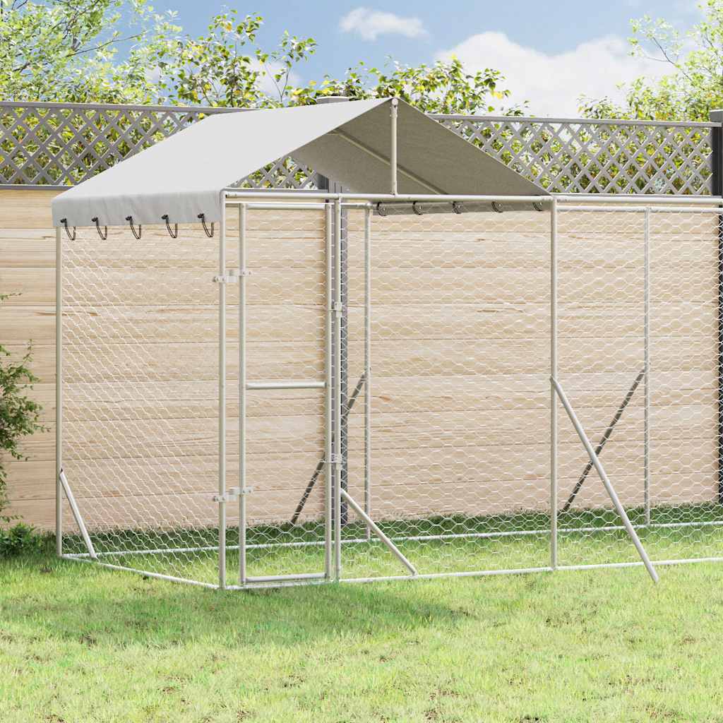 Padoc exterior cu acoperiș argintiu 14x2x2,5 m oțel galvanizat GartenMobel Dekor