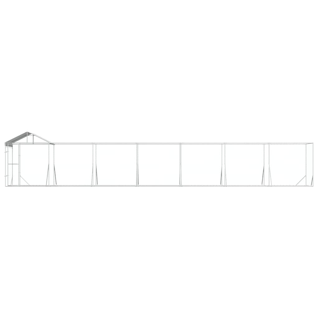 Padoc exterior cu acoperiș argintiu 14x2x2,5 m oțel galvanizat GartenMobel Dekor