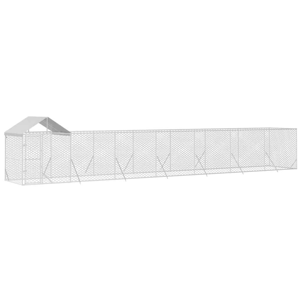 Padoc exterior cu acoperiș argintiu 14x2x2,5 m oțel galvanizat GartenMobel Dekor