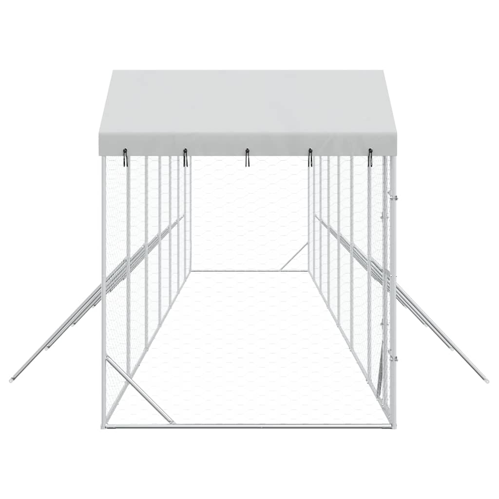 Padoc exterior cu acoperiș argintiu 14x2x2,5 m oțel galvanizat GartenMobel Dekor