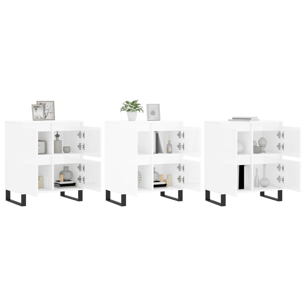 Servante, 3 piese, alb extralucios, lemn prelucrat GartenMobel Dekor