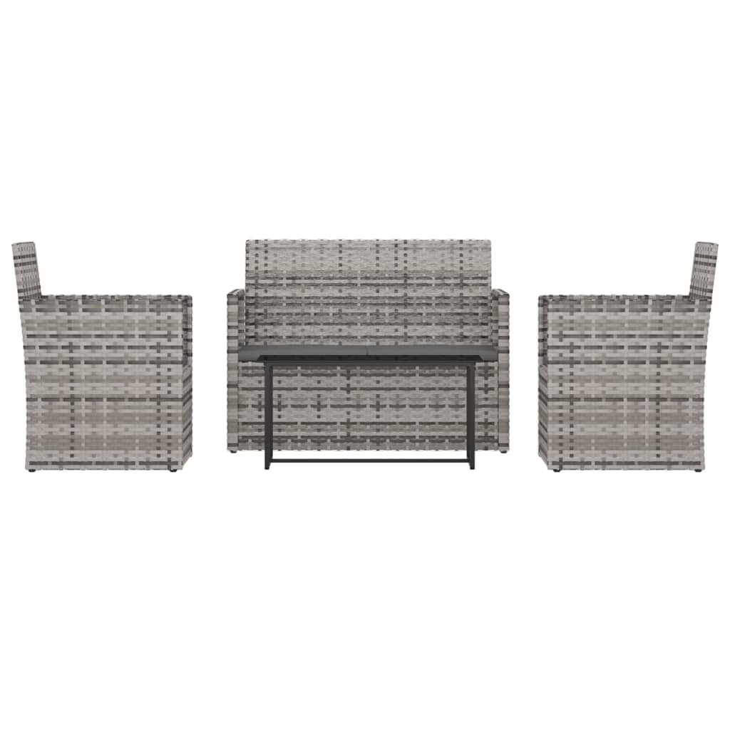 Set mobilier de exterior cu perne, 4 piese, gri, poliratan GartenMobel Dekor