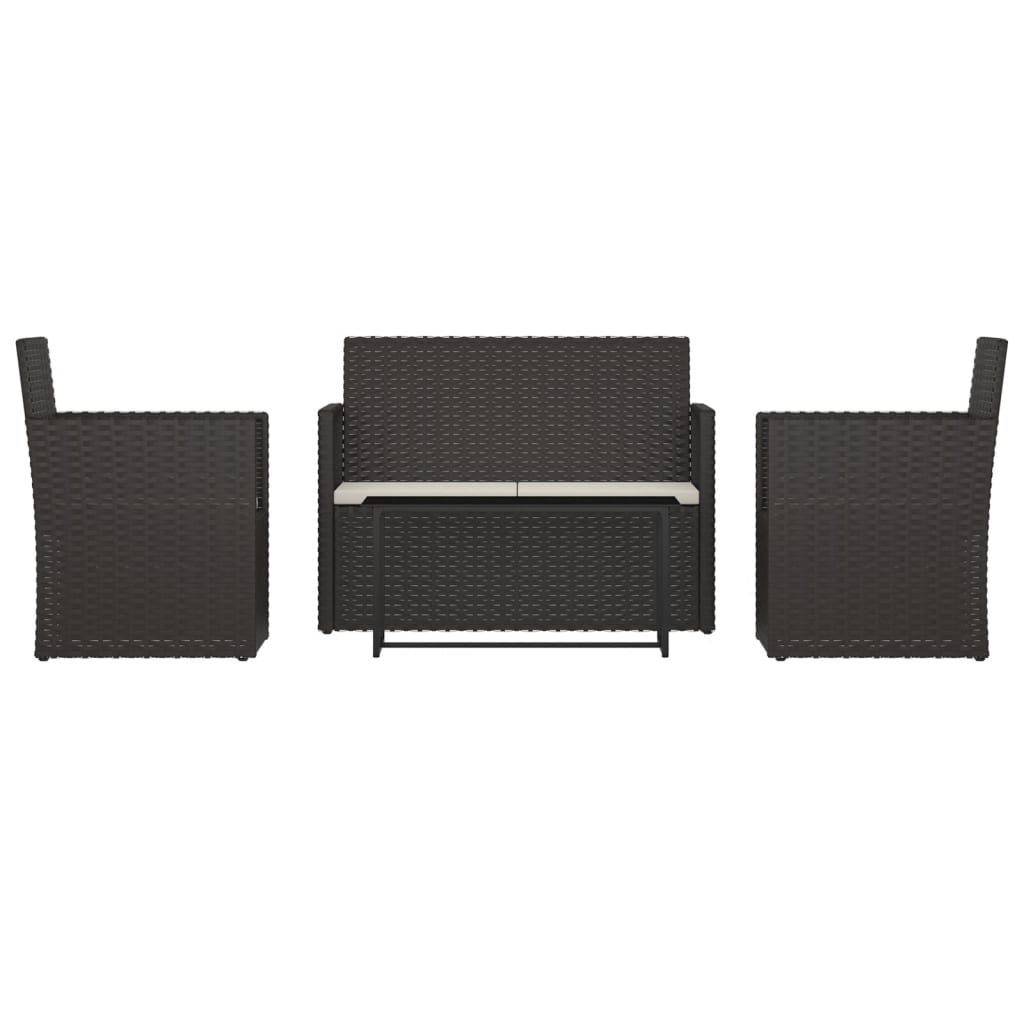Set mobilier de exterior cu perne, 4 piese, negru, poliratan GartenMobel Dekor