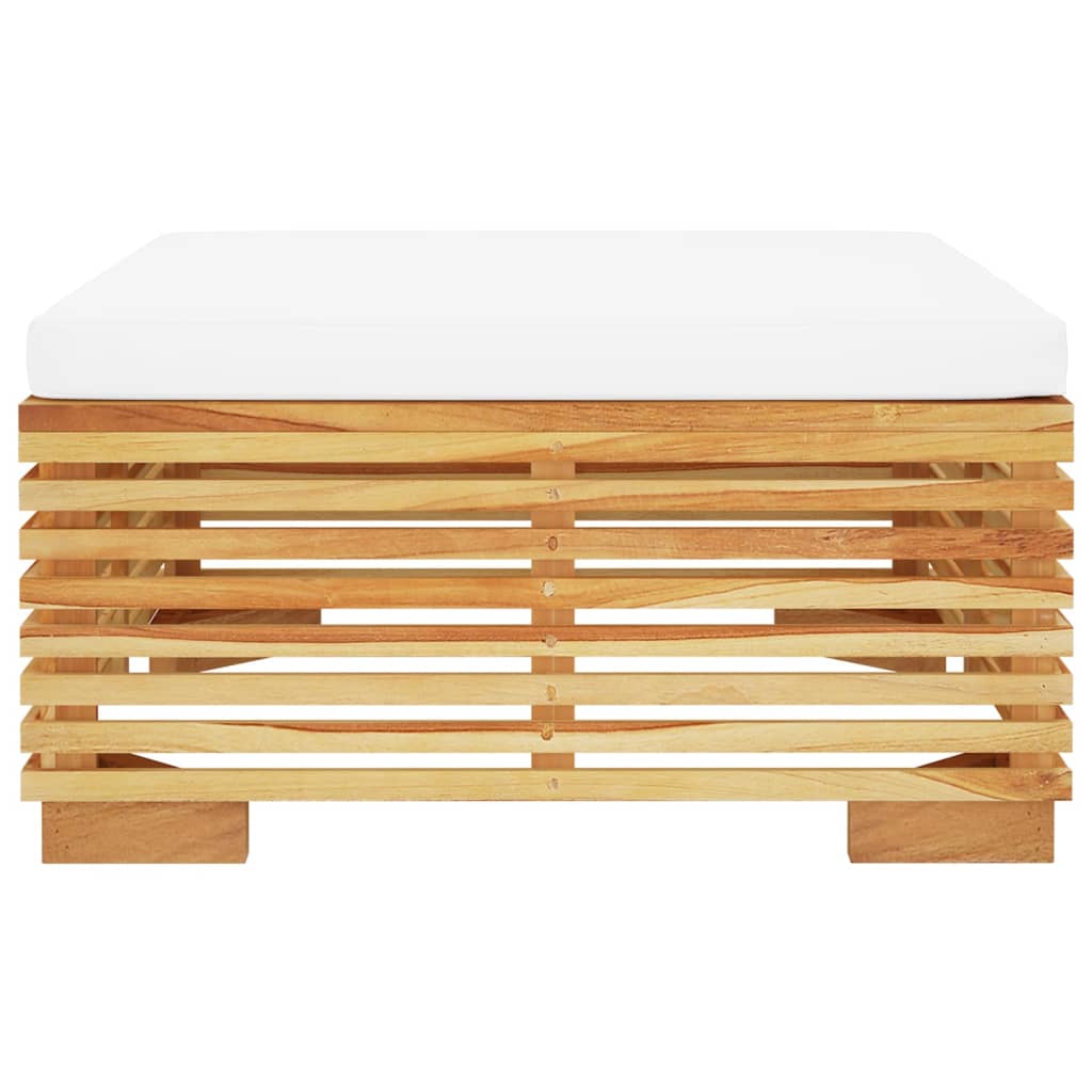 Suport de picioare pentru grădină cu pernă crem lemn masiv tec GartenMobel Dekor