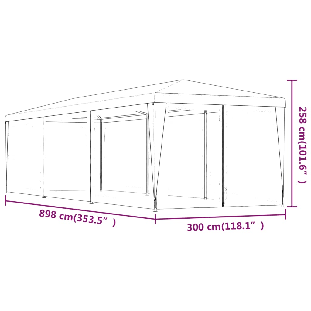 Cort de petrecere cu 8 pereți din plasă, antracit, 3x9 m, HDPE GartenMobel Dekor