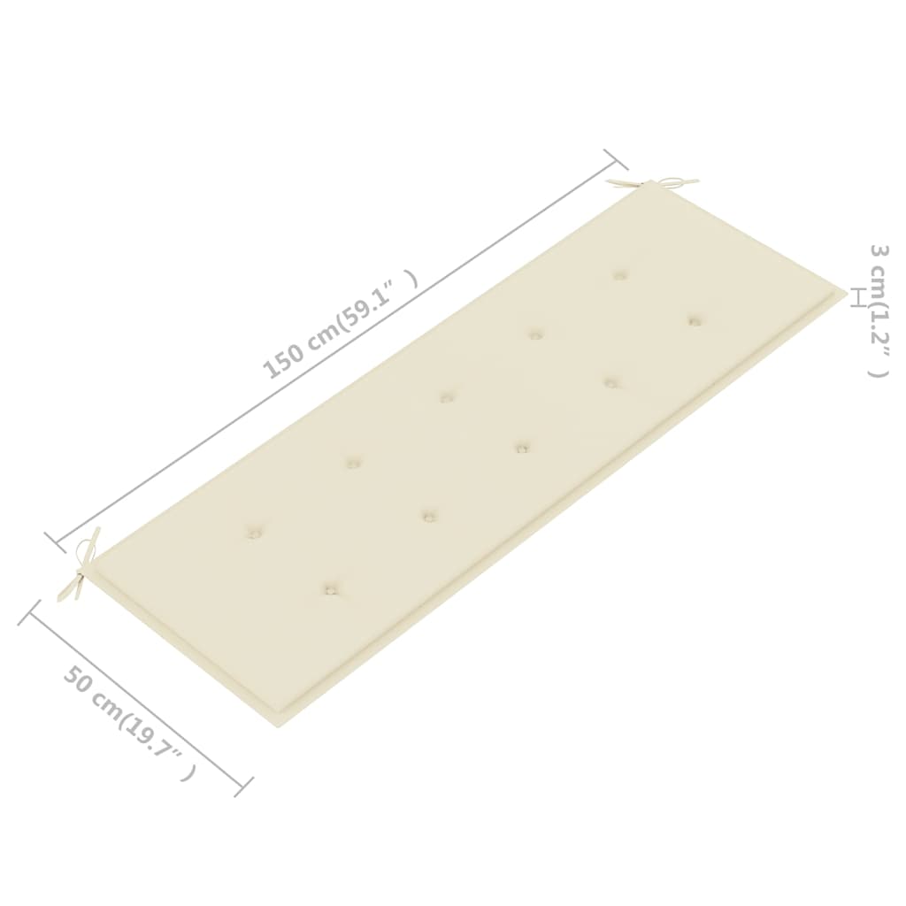 Bancă grădină 3 locuri, cu pernă, 150 cm, lemn masiv eucalipt GartenMobel Dekor