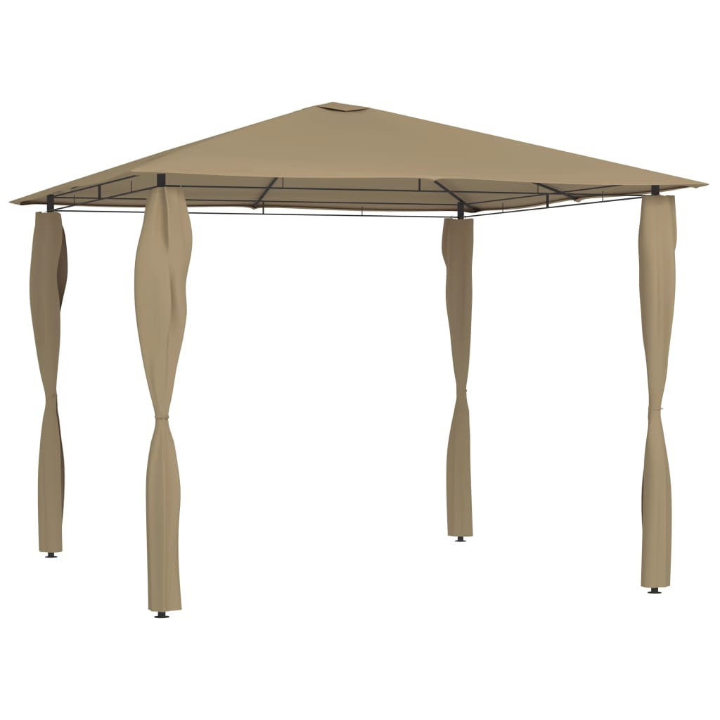 Pavilion cu huse pentru stâlpi, gri taupe, 3x3x2,6 m, 160 g/m² GartenMobel Dekor