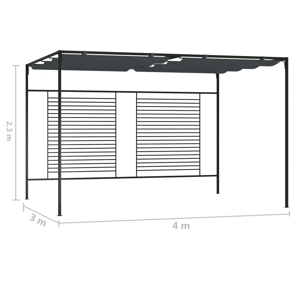 Pavilion cu acoperiș retractabil, antracit, 4x3x2,3 m, 180 g/m² GartenMobel Dekor