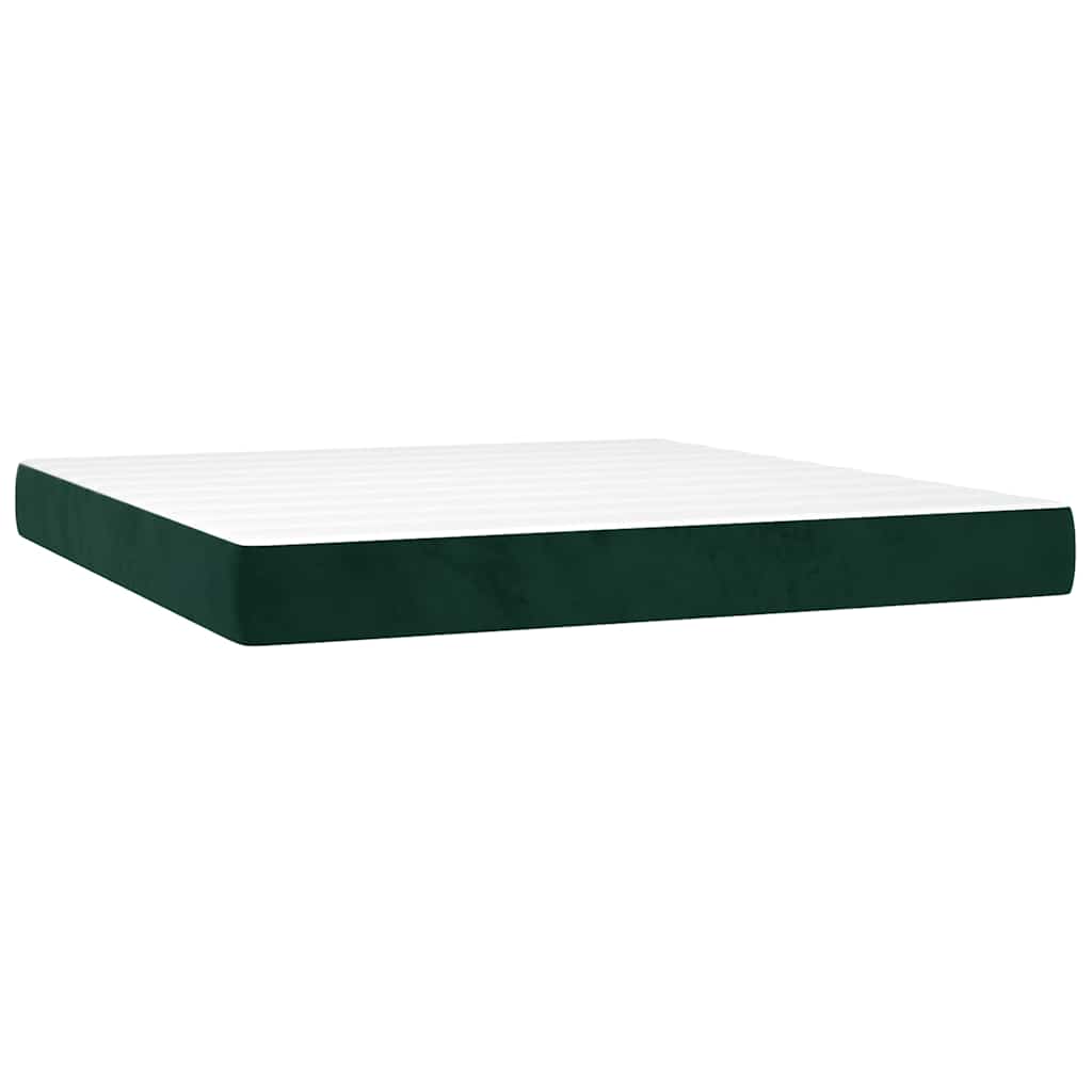 Pat box spring cu saltea, verde închis, 160x200 cm, catifea GartenMobel Dekor