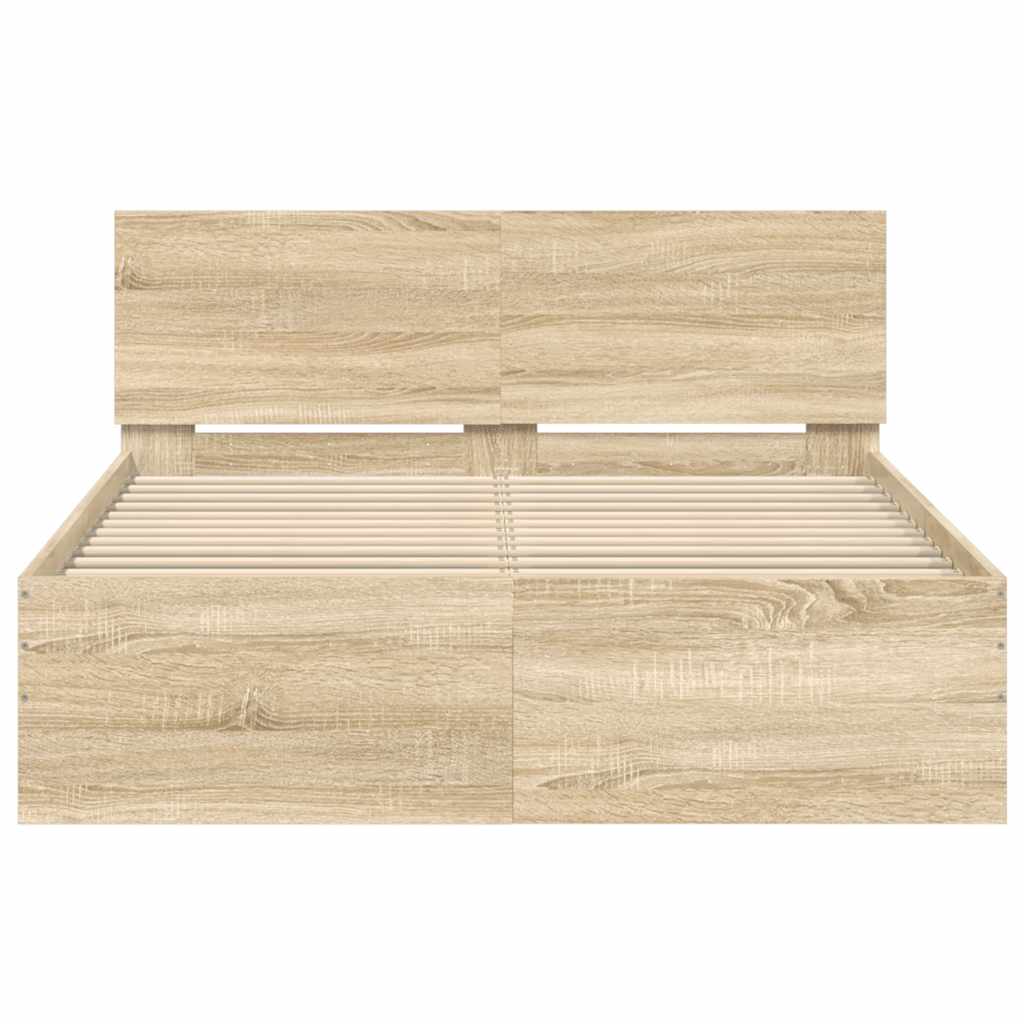 Cadru de pat cu tăblie, stejar sonoma, 120x200 cm GartenMobel Dekor
