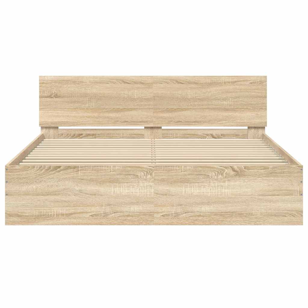 Cadru de pat cu tăblie, stejar sonoma, 140x200 cm GartenMobel Dekor