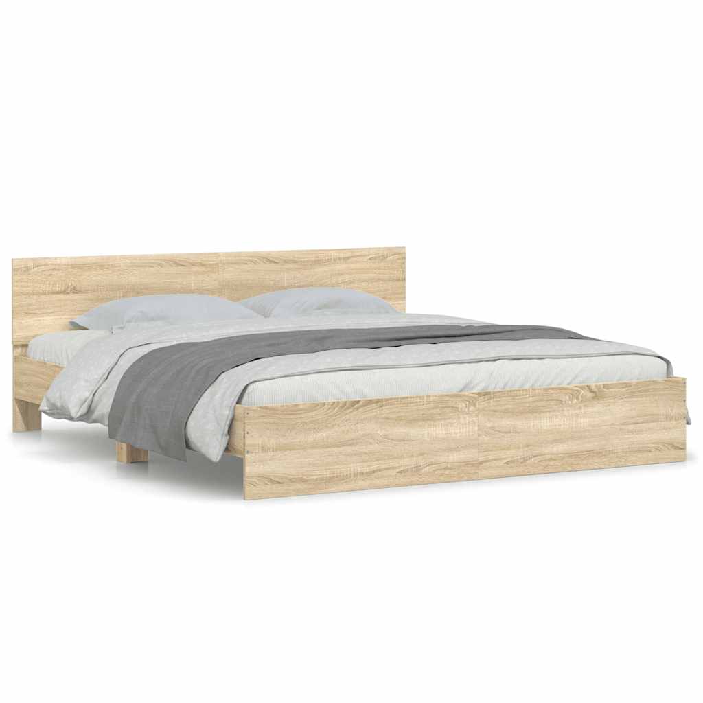 Cadru de pat cu tăblie, stejar sonoma, 160x200 cm GartenMobel Dekor