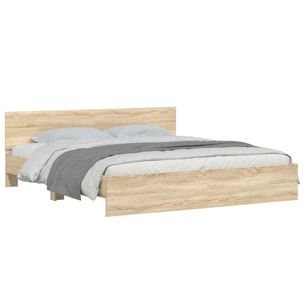 Cadru de pat cu tăblie, stejar sonoma, 160x200 cm GartenMobel Dekor