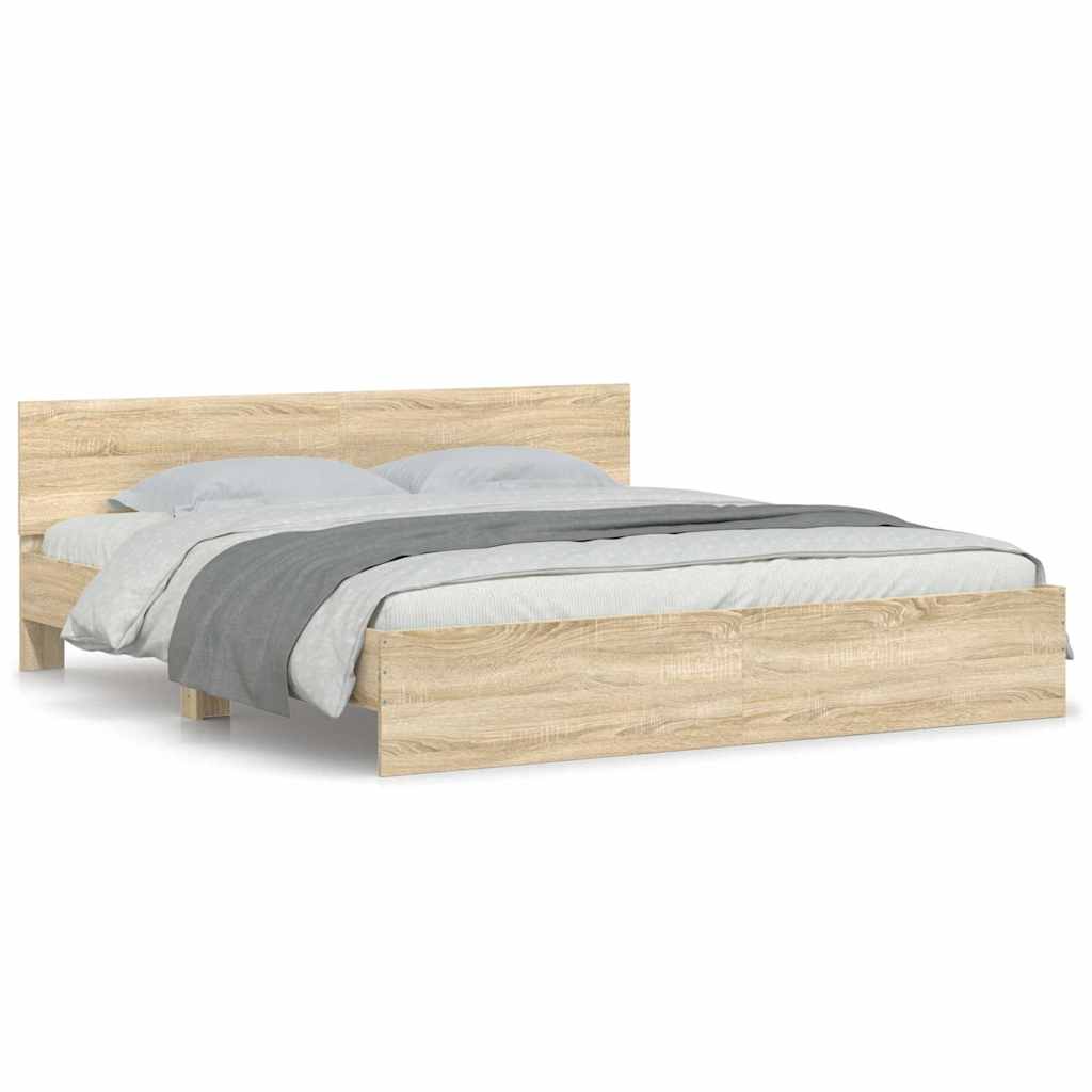 Cadru de pat cu tăblie, stejar sonoma, 180x200 cm GartenMobel Dekor