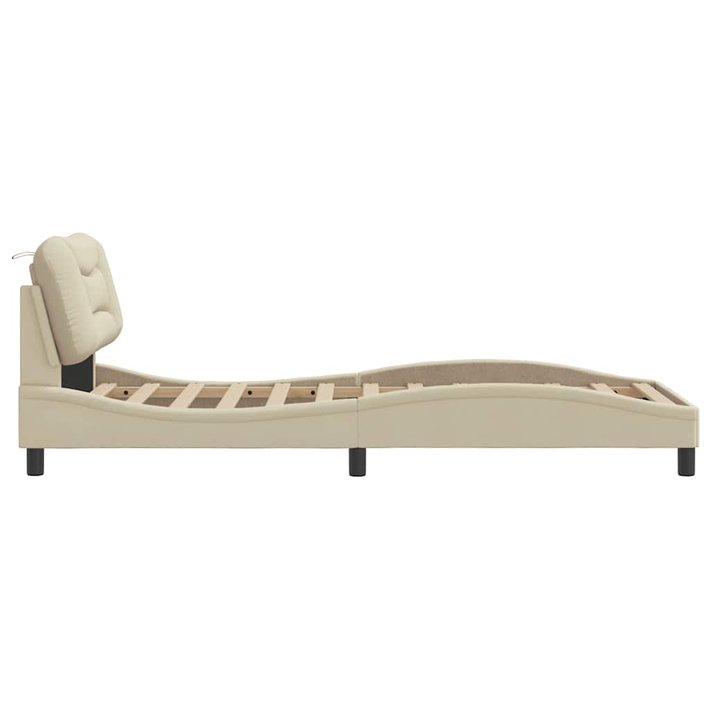Cadru de pat fără saltea Hvar cremă 80x200 cm țesătură GartenMobel Dekor