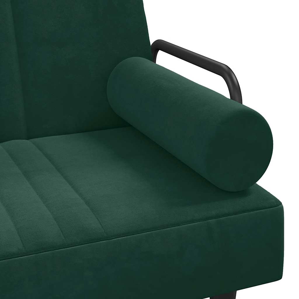 Canapea extensibilă cu cotiere, verde închis, catifea GartenMobel Dekor